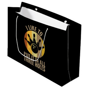 Grand Sac Cadeau Citation de joueur de bowling drôle Rétro Boule de