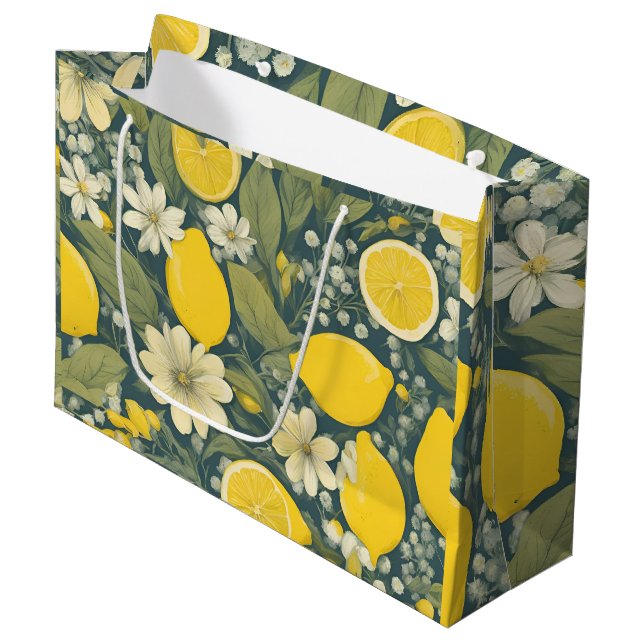 Grand Sac Cadeau citron vintage (Devant Angle)