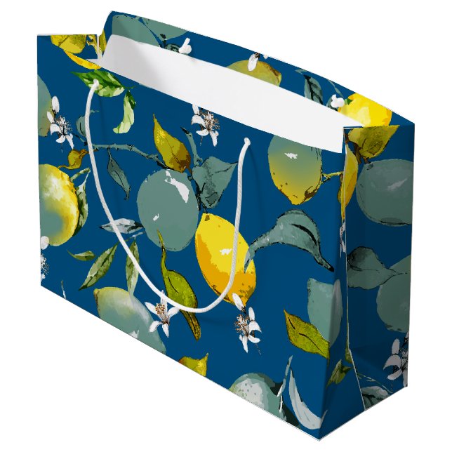 Grand Sac Cadeau citrons aquarelle 28 (Dos Angle)