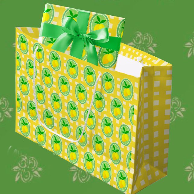 Grand Sac Cadeau Citrons jaunes rétro (Cheery all occasion gift wrap supplies!)