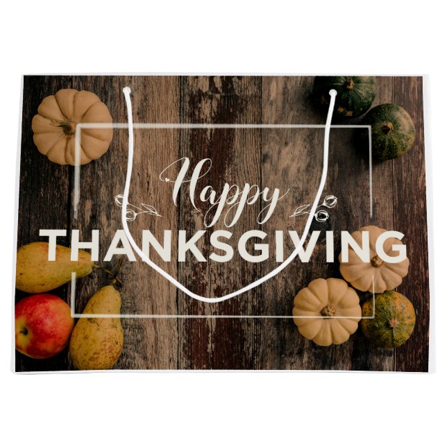 Grand Sac Cadeau citrouille bon thanksgiving (Devant)