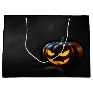 Grand Sac Cadeau Citrouille d'Halloween Jack-O-Lantern Éffrayant
