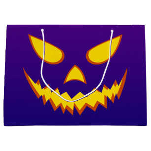 Grand Sac Cadeau Citrouille Jack-o'-lantern de la face d'Halloween 