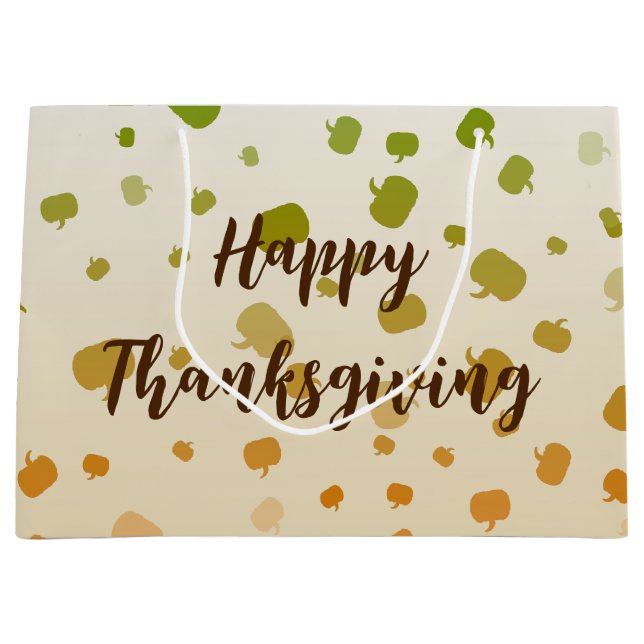 Grand Sac Cadeau Citrouilles de Thanksgiving (Devant)