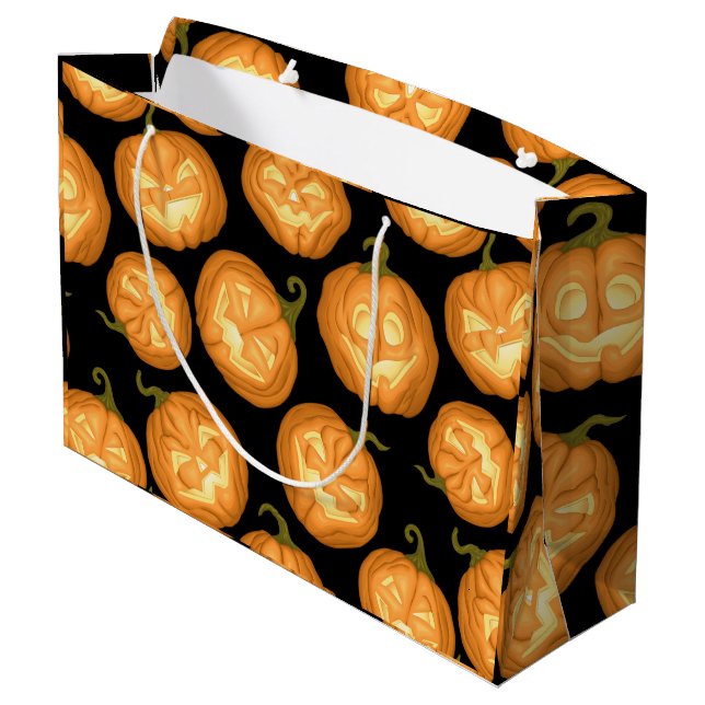 Grand Sac Cadeau Citrouilles d'Halloween (Dos Angle)