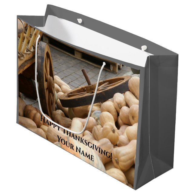 Grand Sac Cadeau Citrouilles et roue (Devant Angle)