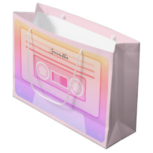 Grand Sac Cadeau Clair rose Y2k 90s Retro Audio Cassette personnali