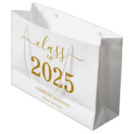 Grand Sac Cadeau Classe de 2025 Gold Script Graduation