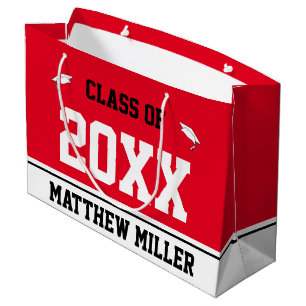 Grand Sac Cadeau Classe de fin d'études de 20xx Grad Name Rouge Noi