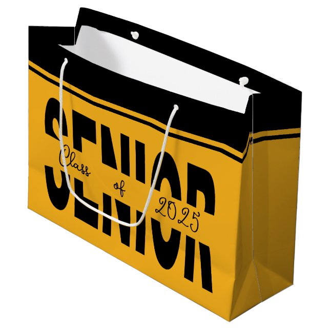 Grand Sac Cadeau Classic noir Senior personnalisé (Devant Angle)