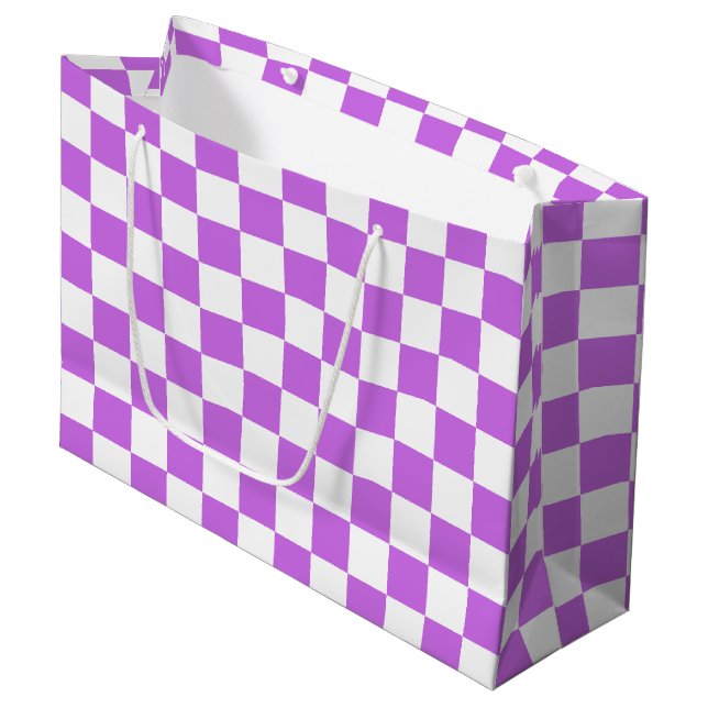 Grand Sac Cadeau Classic visual magenta checkerboard  (Devant Angle)