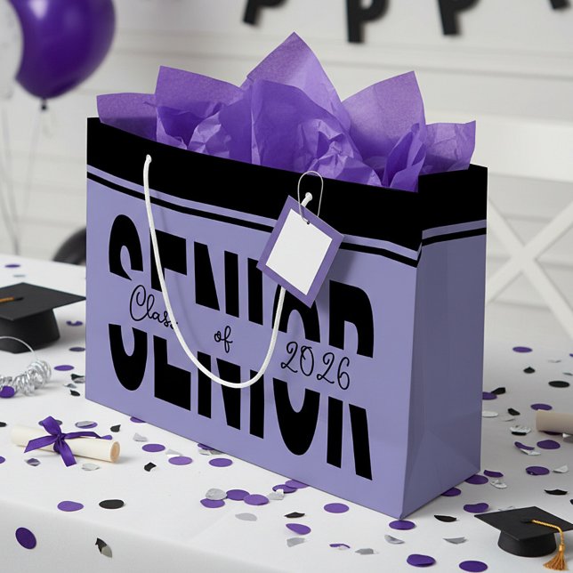 Grand Sac Cadeau Classique noir Senior personnalisé (Créateur téléchargé)