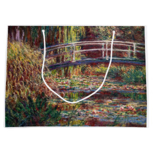 Grand Sac Cadeau Claude Monet - Eau Lily étang, Harmonie rose