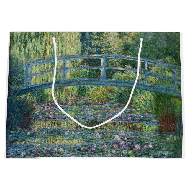 Grand Sac Cadeau Claude Monet - Eau Lily étang, Harmonie verte (Devant)