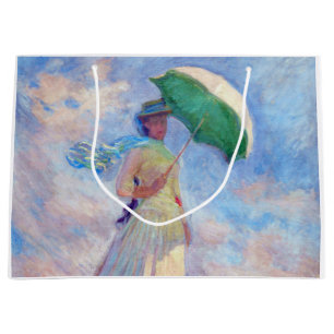 Grand Sac Cadeau Claude Monet - Femme avec un parasol face à droite