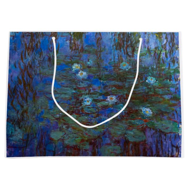 Grand Sac Cadeau Claude Monet - Lys d'Eau Bleue (Devant)
