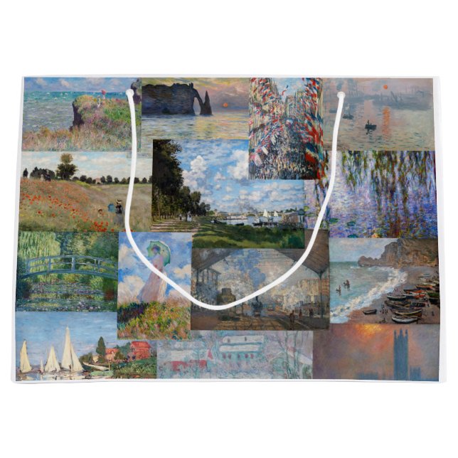 Grand Sac Cadeau Claude Monet - Patchwork de chefs-d'oeuvre (Devant)