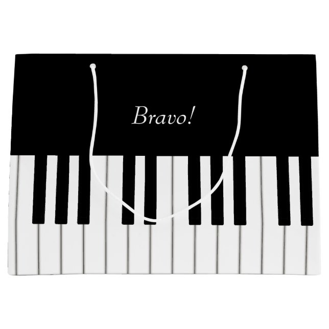 Grand Sac Cadeau Clavier Piano élégant Nom et message personnalisés (Devant)