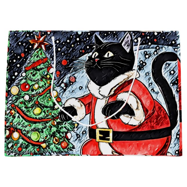 Grand Sac Cadeau Clôture de chat (Devant)