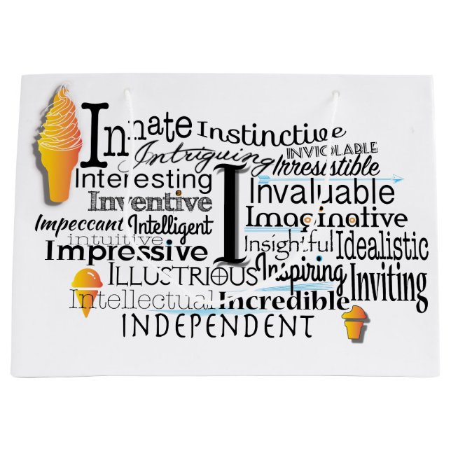 Grand Sac Cadeau Cloud Word Adjectif commençant par la lettre I (Devant)