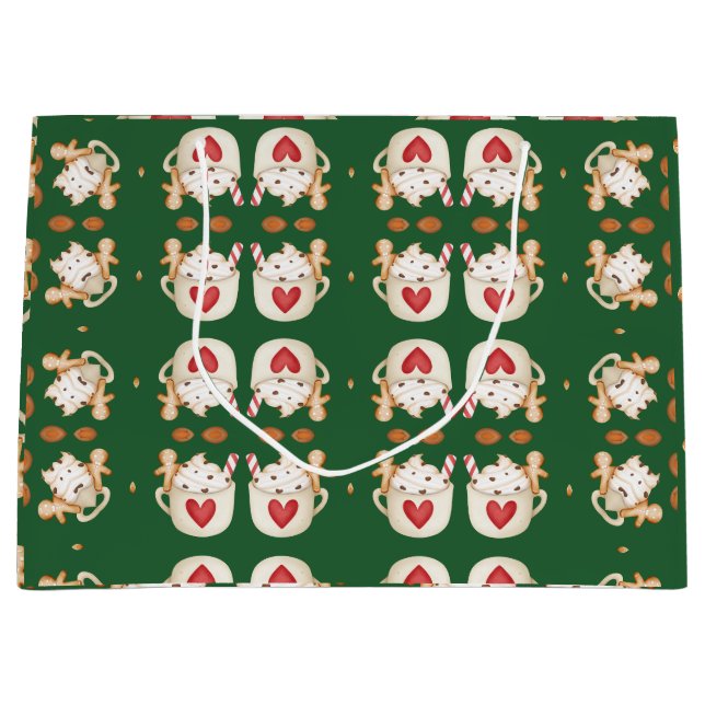 Grand Sac Cadeau Coca de Noël Abstrait géométrique (Devant)