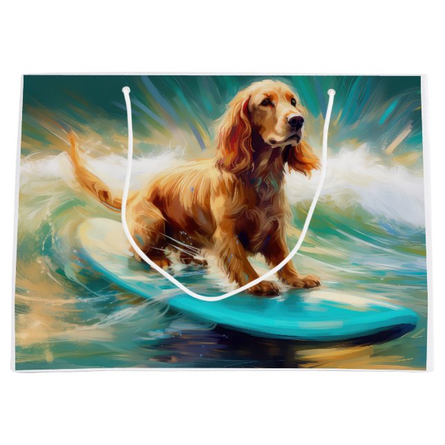Grand Sac Cadeau Cocker Spaniel Beach Surf Peinture (Devant)