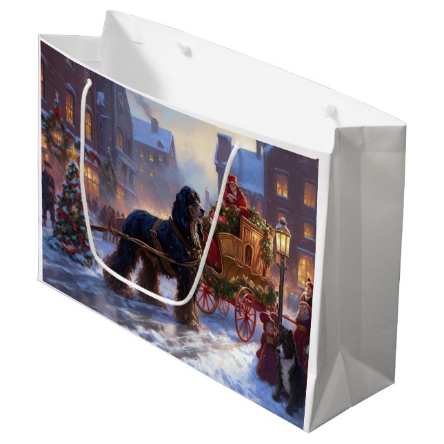 Grand Sac Cadeau Cocker Spaniel Noël Saison Festive (Devant Angle)