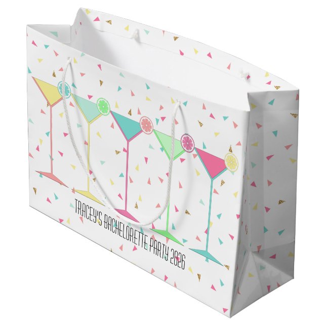 Grand Sac Cadeau Cocktail Citron Martini Confettis Fête de Célébrat (Dos Angle)