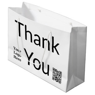 Grand Sac Cadeau Code QR noir et blanc Merci Votre logo ici