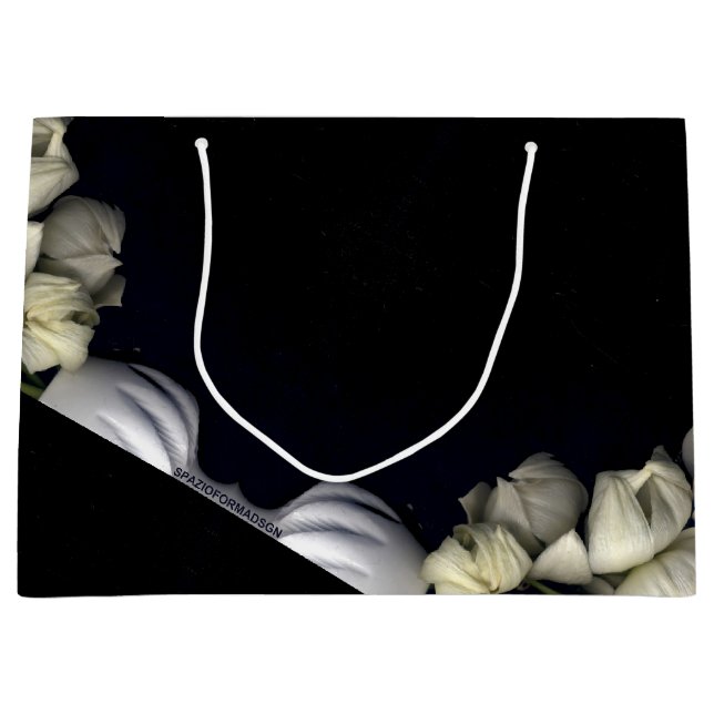 Grand Sac Cadeau "Coeur blanc en noir de la lune" (Devant)