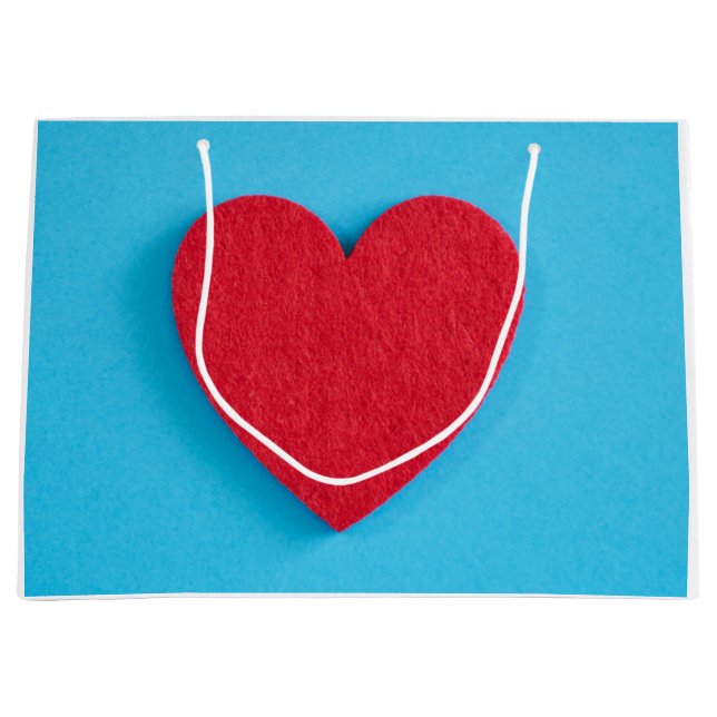 Grand Sac Cadeau Coeur d'amour rouge (Devant)