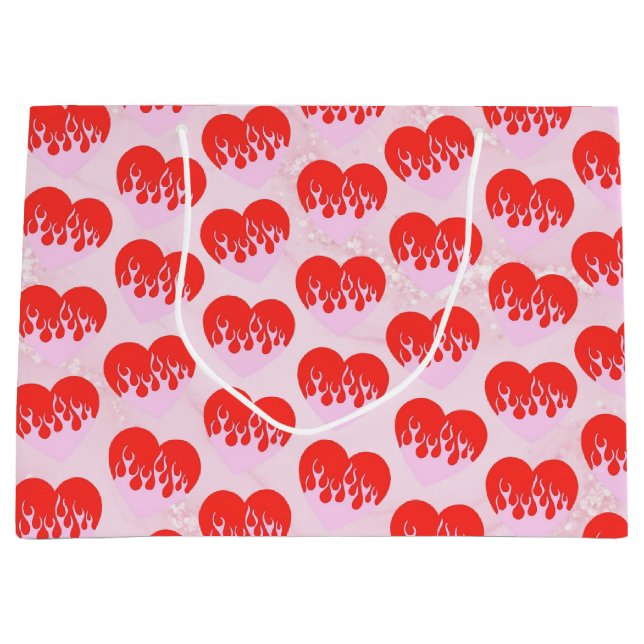 Grand Sac Cadeau Cœur de feu (Devant)