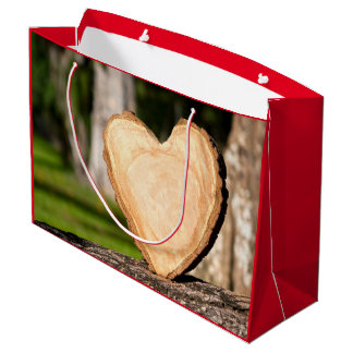 Grand Sac Cadeau coeur en bois