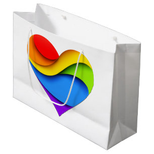Grand Sac Cadeau Cœur en forme de SlipperyJoe arc-en-ciel rouge ora