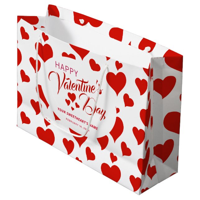 GRAND SAC CADEAU COEUR ROMANTIQUE HEUREUSE SAINTE-VALENTIN PERSONNA (Devant Angle)
