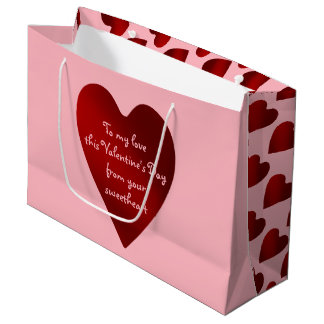 Grand Sac Cadeau Coeur romantique personnalisé