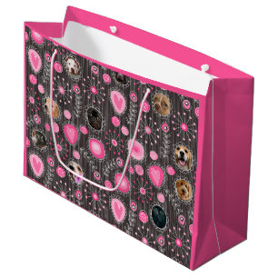 Grand Sac Cadeau Coeur rose mignon et Flower Chien Maman Photo Coll
