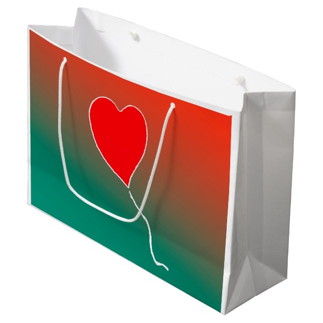 Grand Sac Cadeau Coeur volant (Devant Angle)