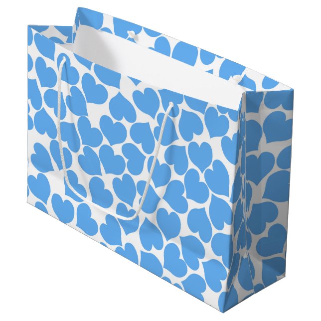 Grand Sac Cadeau Cœurs bleus (Devant Angle)