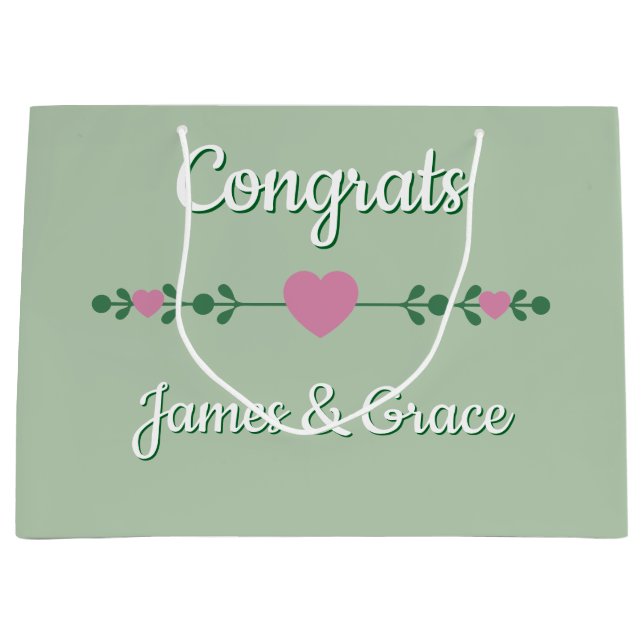 Grand Sac Cadeau Cœurs ! Cadeau personnalisé de fiançailles /MARIAG (Devant)