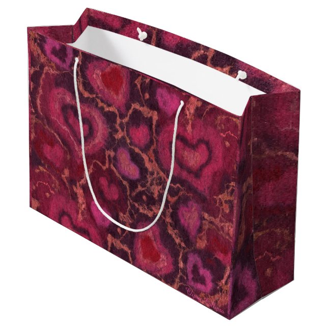 Grand Sac Cadeau Coeurs de Puffy romantique amour rose rouge valent (Dos Angle)