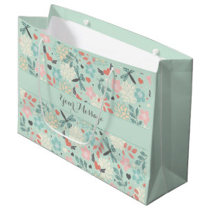 Grand Sac Cadeau Coeurs et libellules Plutôt florales
