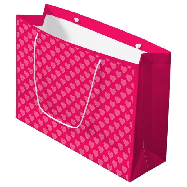 Grand Sac Cadeau Coeurs roses (Devant Angle)