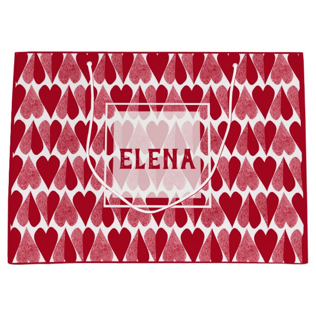 Grand Sac Cadeau Coeurs rouges (Devant)