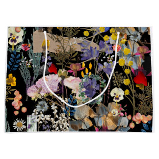 Grand Sac Cadeau Collage de fleurs
