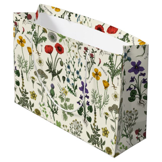 Grand Sac Cadeau Collage de fleurs sauvages (Dos Angle)