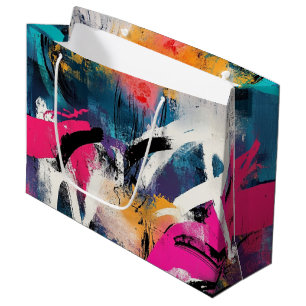 Grand Sac Cadeau Collage de graffiti urbain avec des couleurs vives