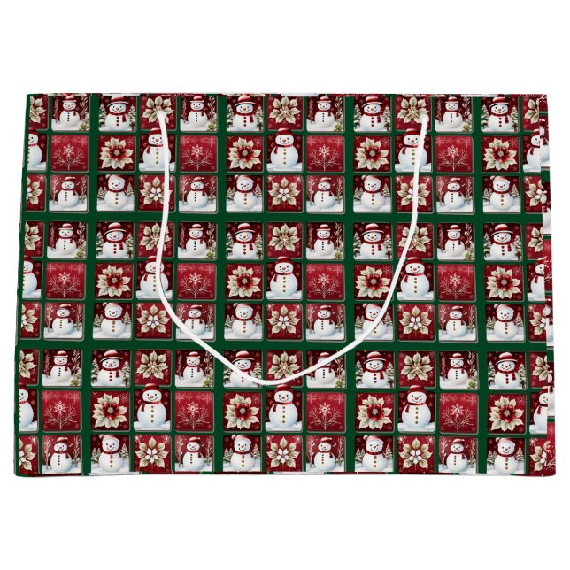 Grand Sac Cadeau Collage des neiges (Devant)