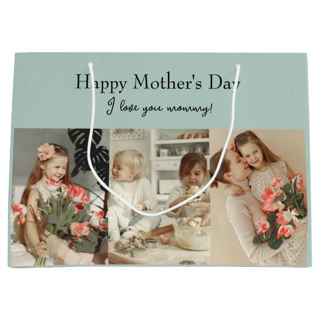 Grand Sac Cadeau Collage photo et message - Cadeau personnalisé | (Devant)