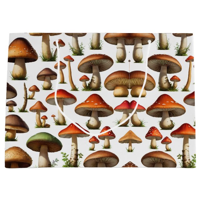 Grand Sac Cadeau Collection de champignons Design Motif (Devant)